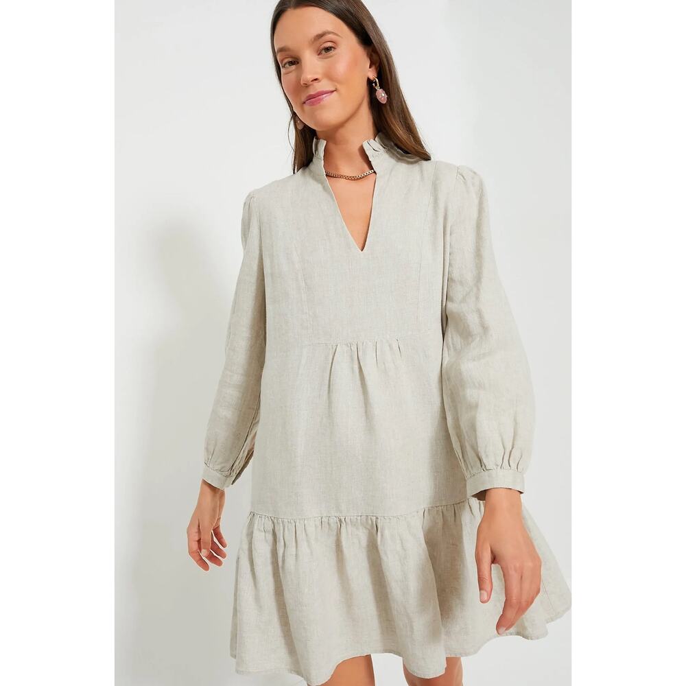 Tuckernuck Stone 100% Linen Palmerston Dress in Cream Sz XXL